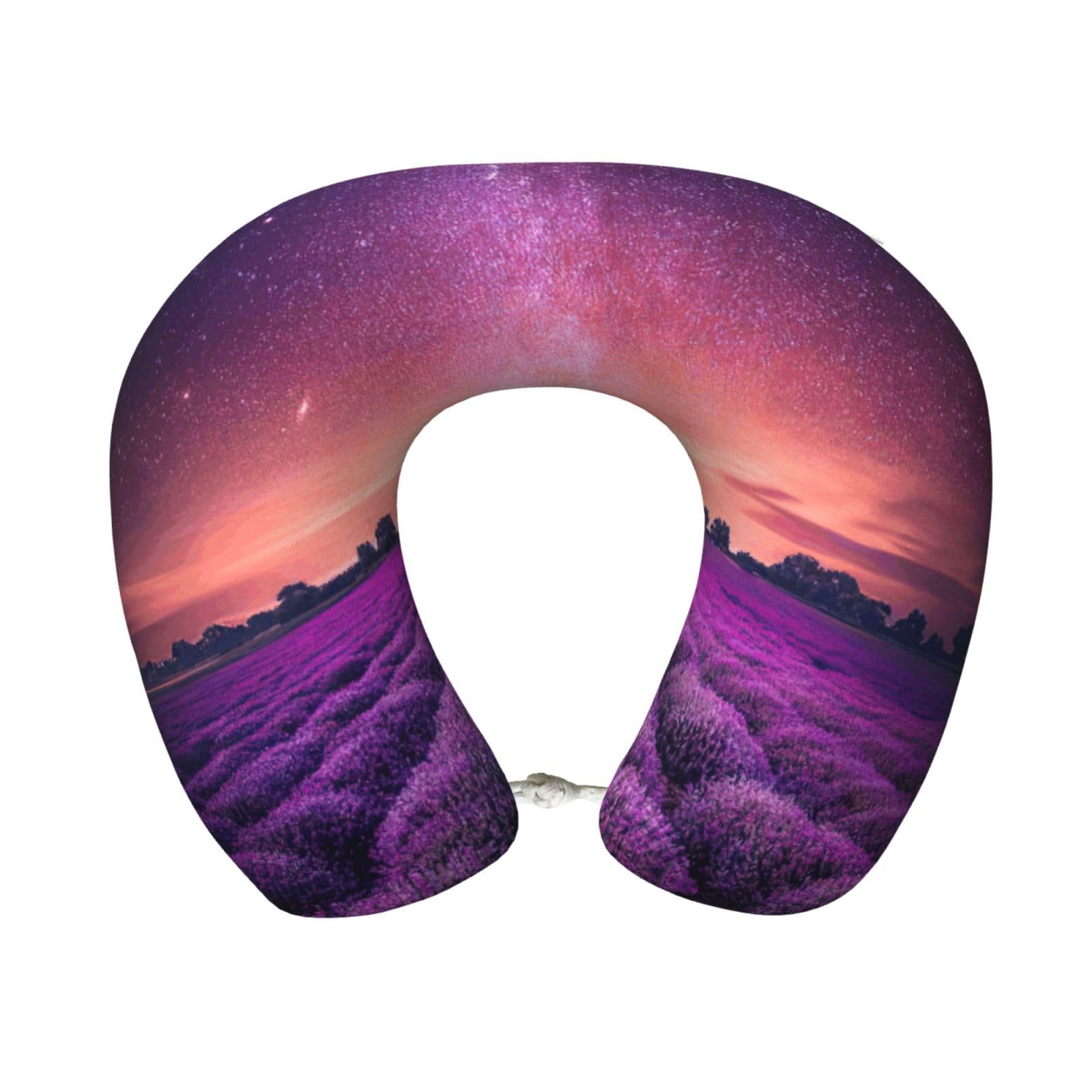 yagDAA Lavender Fields Print U-Shape Travel Neck Pillows Memory Foam Neck Pillow For Airplane Car Office Sleeping Rest