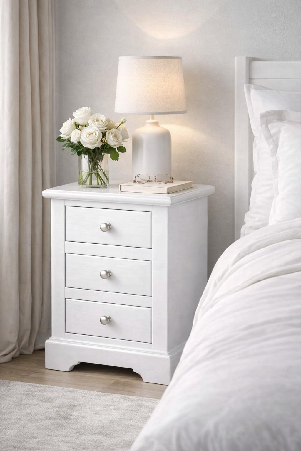 Solid Sheesham Wood Bedside Table with Storage & Wooden Side End Tables Night Stand for Home-image-29