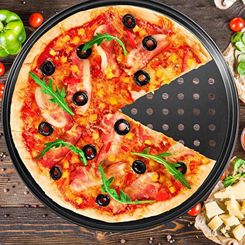 Mobzio Pizza Steel Pan For Oven, Pizza Crisper Pan With Holes 12 Inch, Nonstick Round Pizza Baking Sheet Oven Tray, Perforated Carbon Steel Pizza Bakeware For Home Restaurant Kitchen Baking (12 Inch) #TOP1