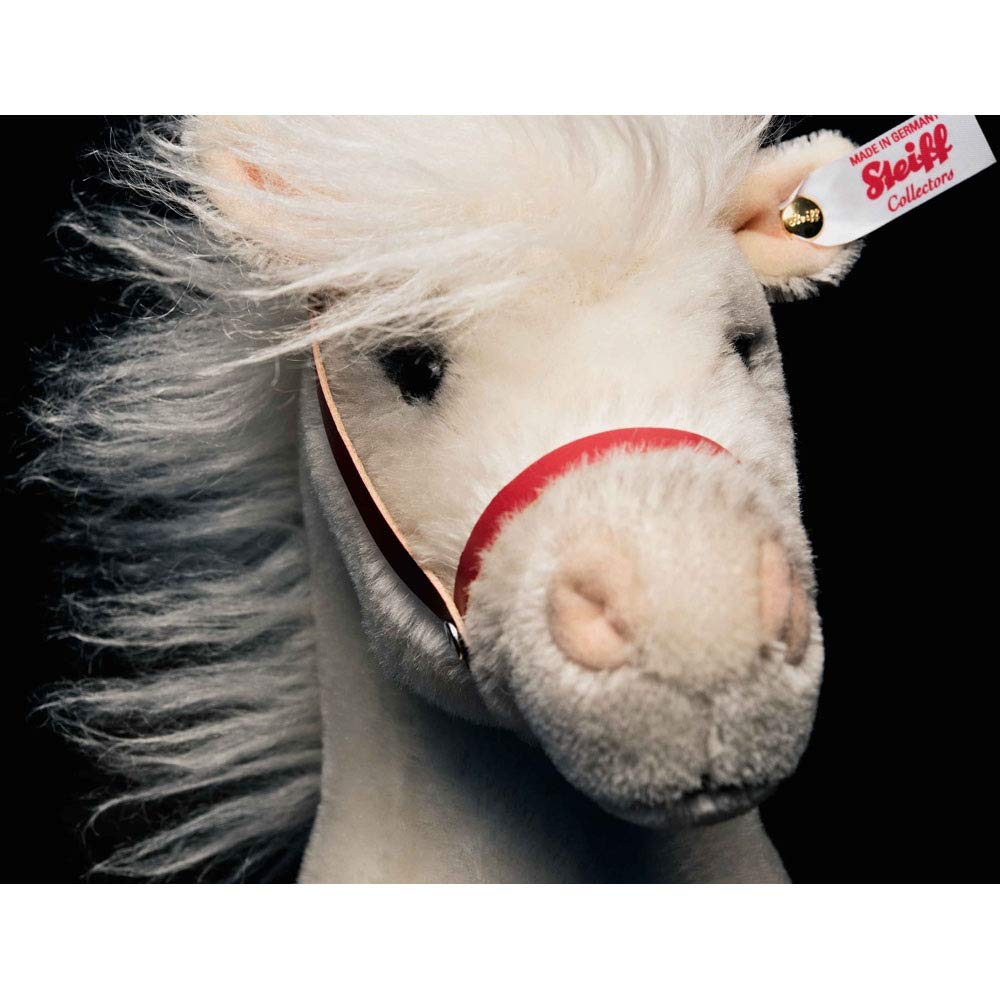 Steiff 006814 Olivia Horse on wheels - white spotted 43 cm