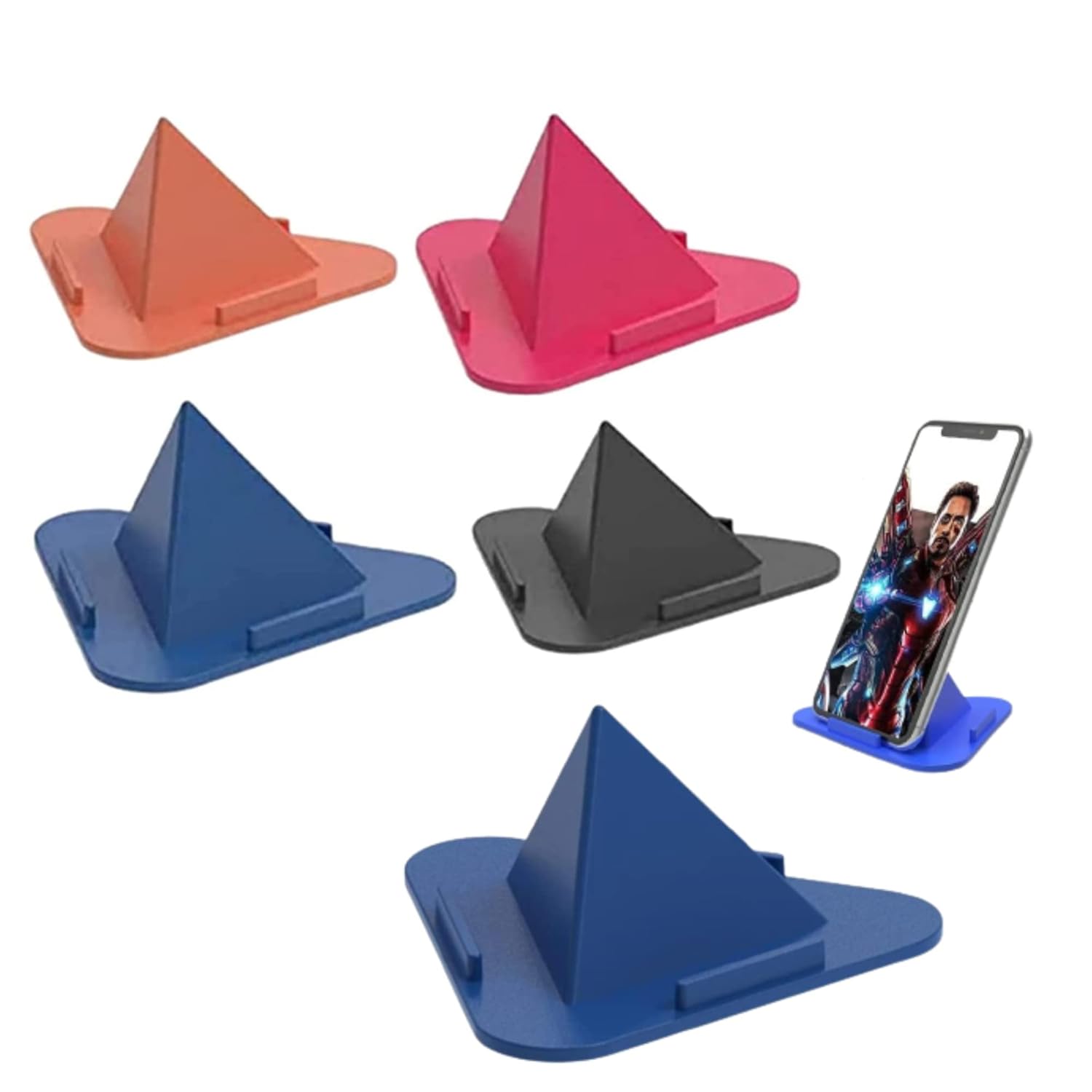 SKYCELL Portable Three-Sided Triangle Desktop Stand Mobile Paradise Universal Phone Pyramid Shape Holder Desktop Stand (Multi Color) (Pack of 5) Mobile Holder SKYCELL Portable Three-Sided Triangle Desktop Stand Mobile Paradise Universal Phone Pyramid Shape Holder Desktop Stand (Multi Color) (Pack of 5) Mobile Holder