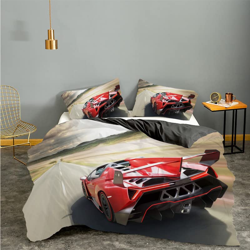 Housse de couette 90x190 supercar rouge pour transformer la chambre des garçons et des filles