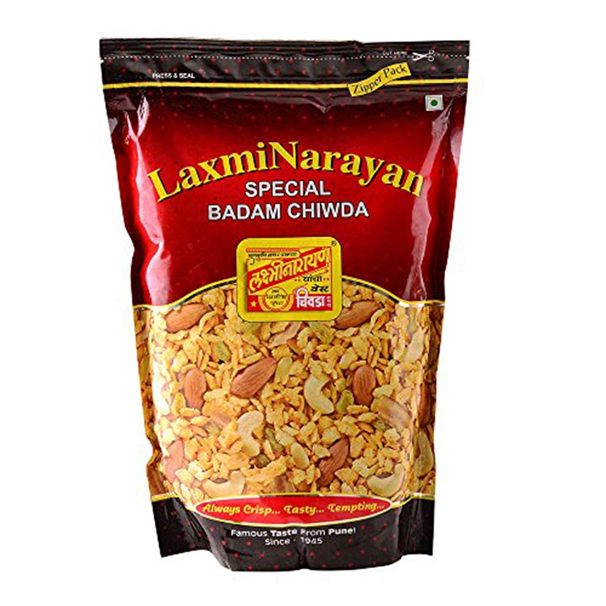 Laxminarayan Chiwda Authentic Indian Pune Indian Snacks Namkeen (Badam Chiwda 500Gram)