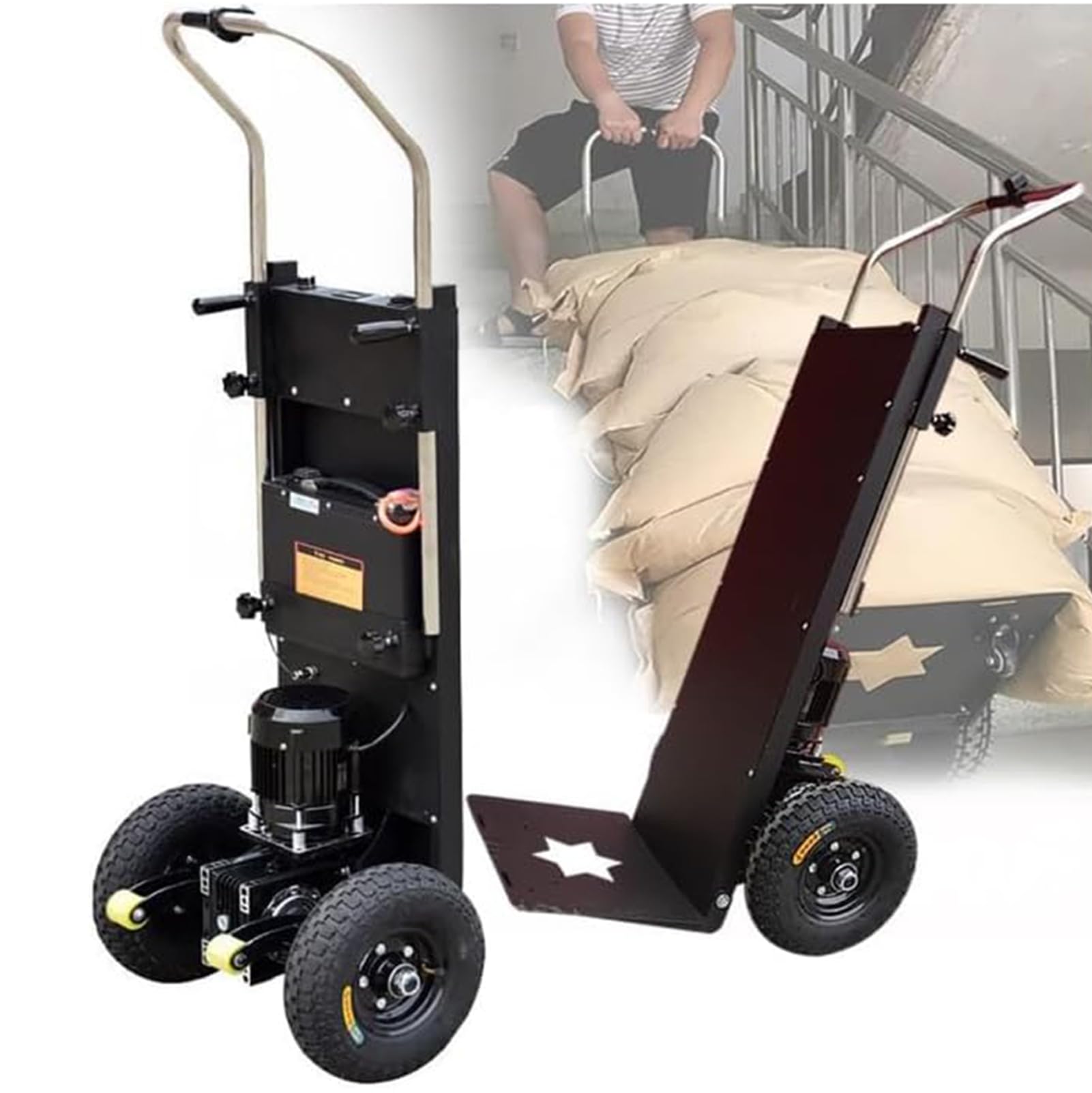 Carretilla De Mano EléCtrica De 1500 W con Capacidad De Carga De 400 Kg Durable Coche Sube Escaleras EléCtrico Soporta Escaleras Y Descensos para El Transporte De Muebles,01