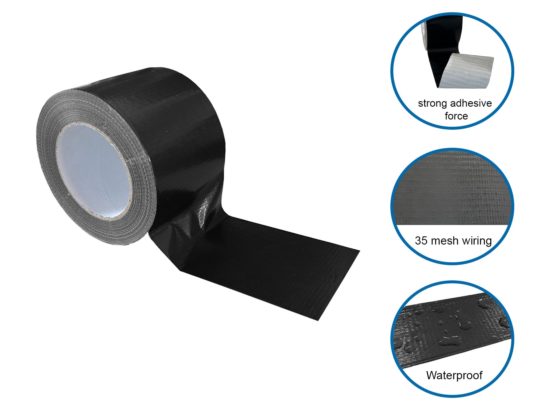 Cinta adhesiva de color negro, 96 mm x 50 m, 12 rollos, fuerte y versátil para reparaciones, construcción e industria, cinta adhesiva de reparación, cinta adhesiva blindada