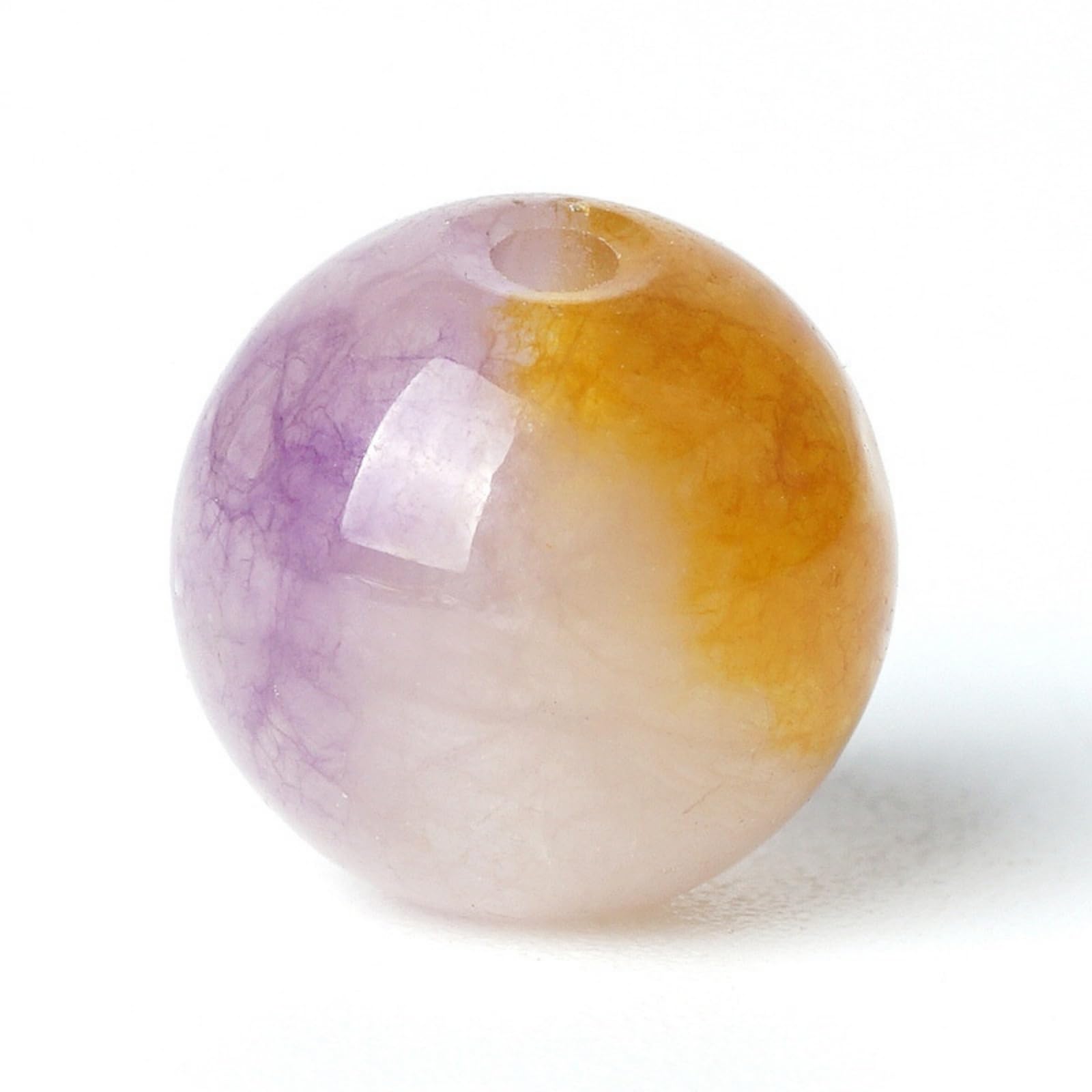 100Pcs Natural Stone Beads 10mm Puple Yellow Jasper Round Loose Gemstone Energy Healing Beads Hole Size 1mm DIY Smooth Beads for Bracelet Necklace Earrings Jewelry Making — image 1