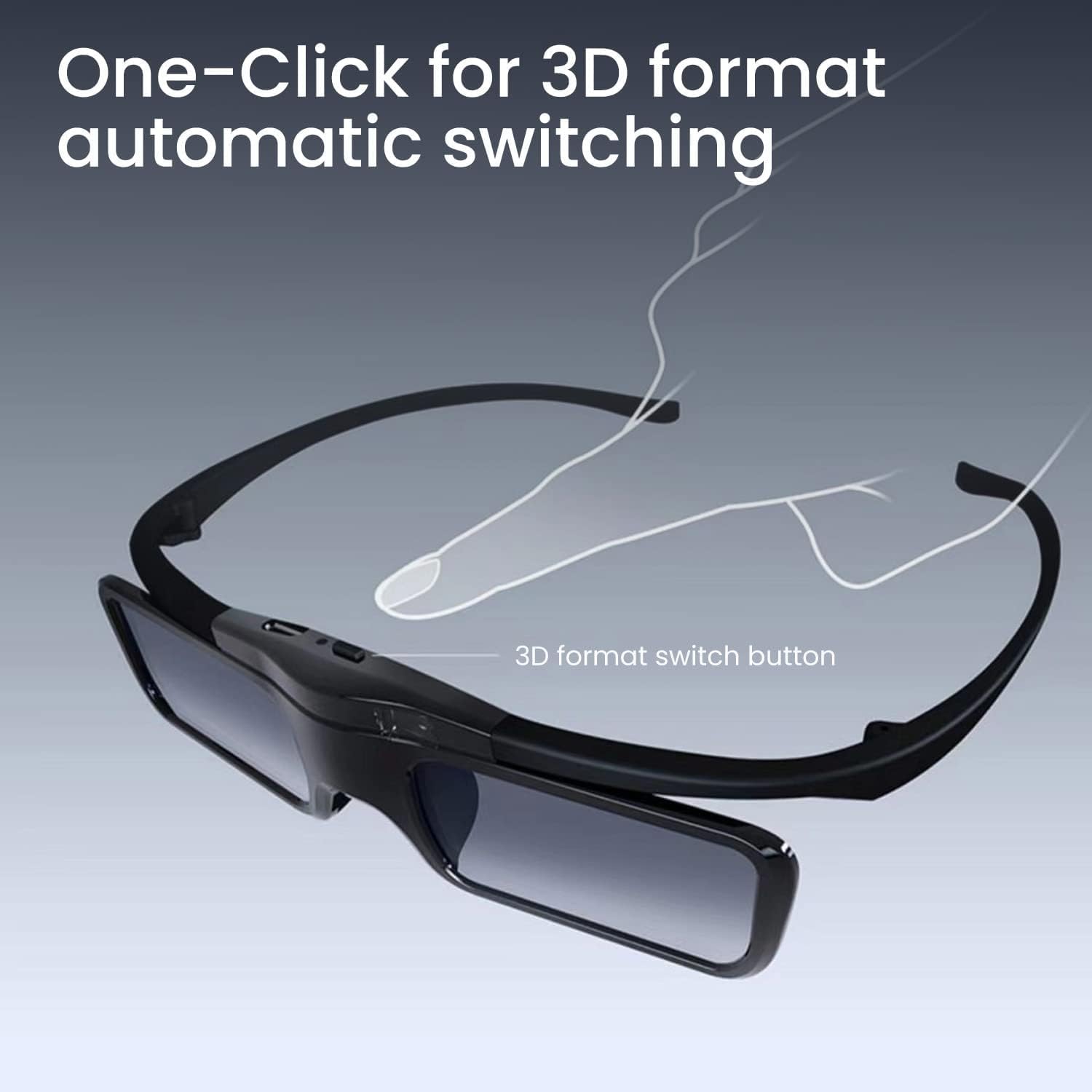 Occhiali 3D attivi JMGO – Per proiettori 3D DLP-Link JMGO, 26 g, design elegante, fino a 40 h di autonomia, ricaricabili (Nero)
