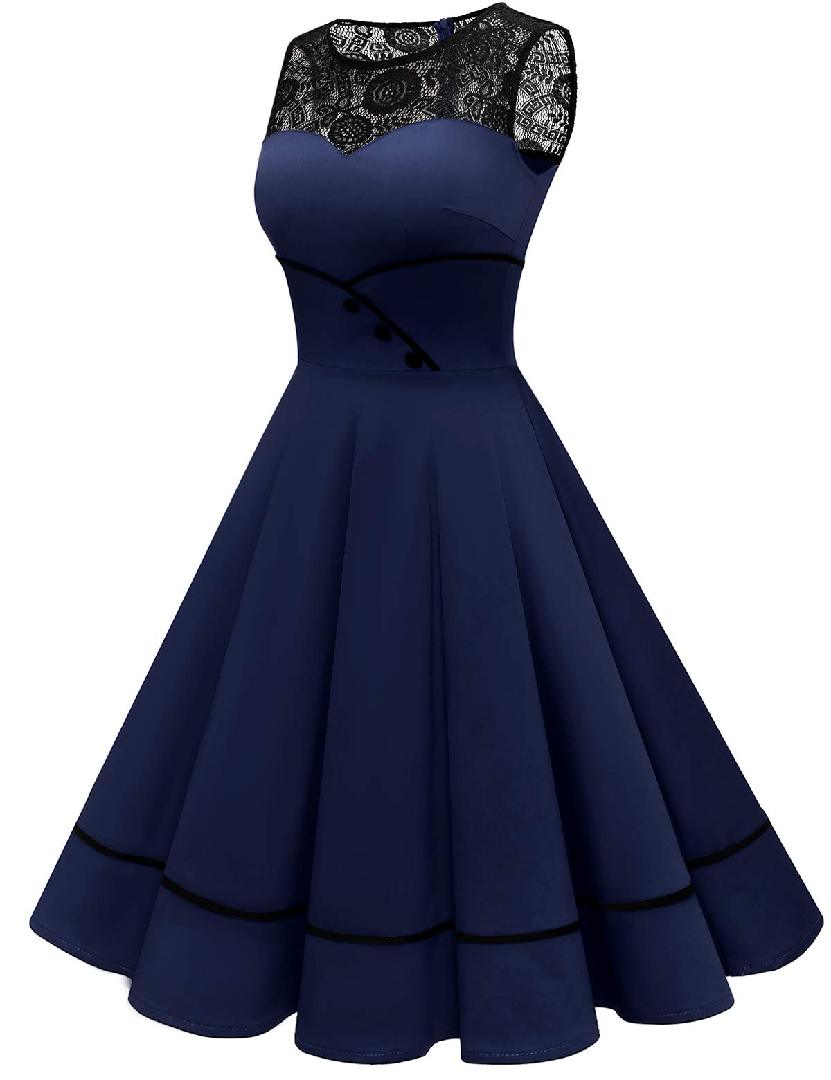 Bbonlinedress Vestido Vintage para Muejeres de Fiesta Cóctel Rockabilly Clásico sin Mangas