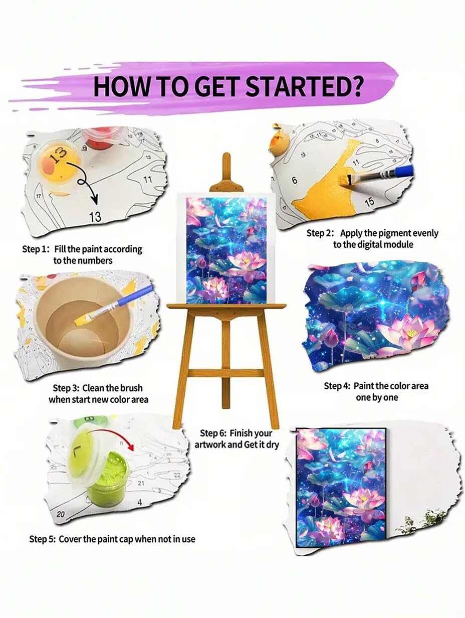 RNXAOPEN Peinture Numero Adulte Magpie Lotus - Activité Manuelle Adulte - Peinture Aquarelle - Loisir Creatif Adulte - Kit Loisir Créatif Enfant - Dès 13 Ans 100x130cm sans châssis en bois 161-K