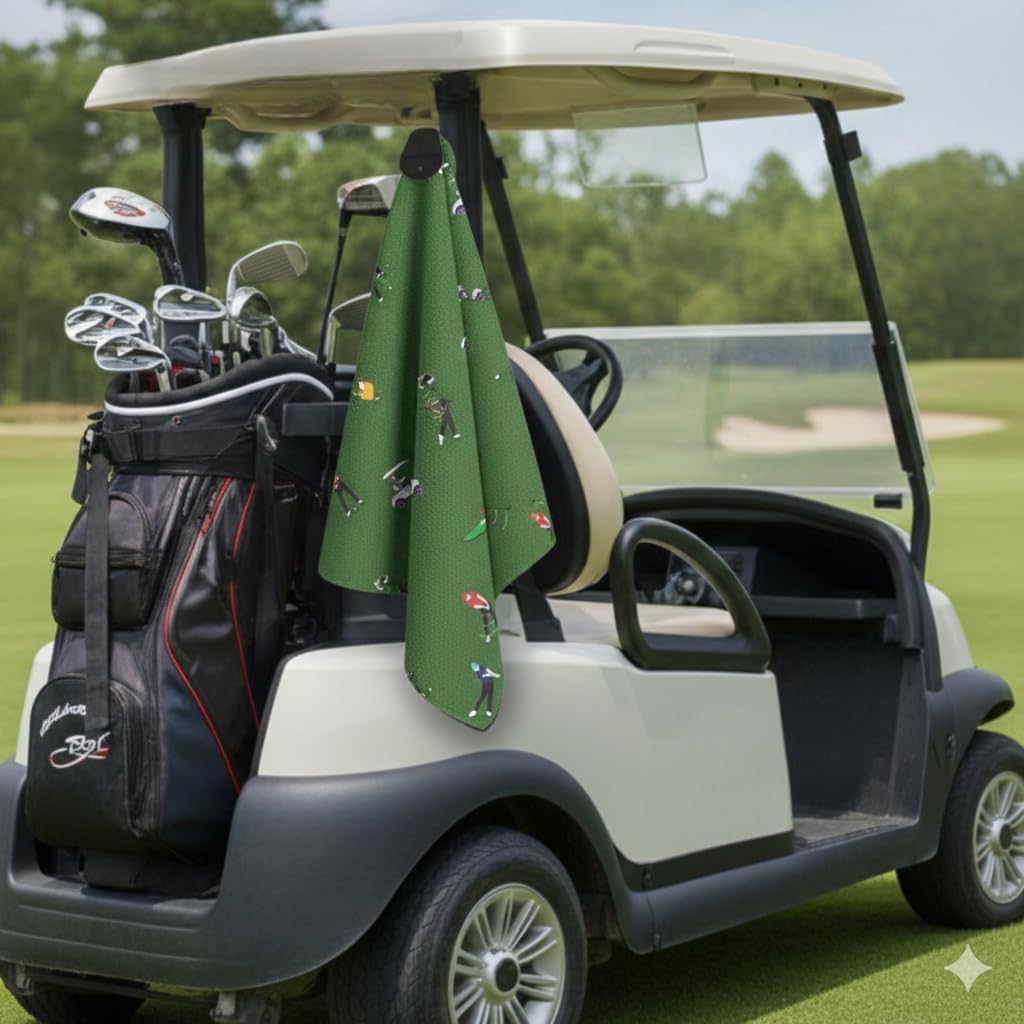 TEYS Magnetic Golf Towel - Microfiber, Waffle Pockets, Strong Magnet | Professional-strength magnet clips to cart or bag. Soft microfiber, deep waffle pockets scrub clubs clean.