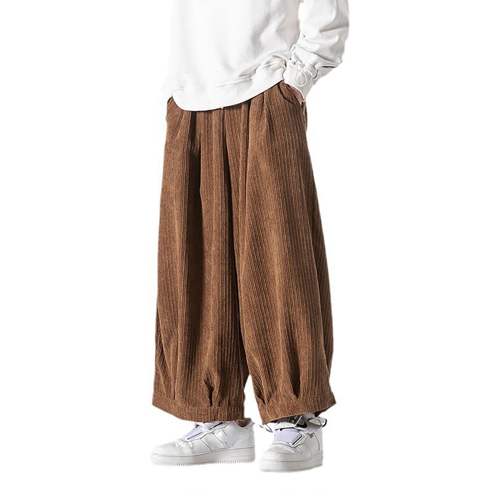 Pantalones de pana para hombre, pantalones chinos de talla grande, corte regular, pantalones de pierna ancha, moda, transpirables, pantalones casuales, elegantes, pantalones rectos cómodos, cintura
