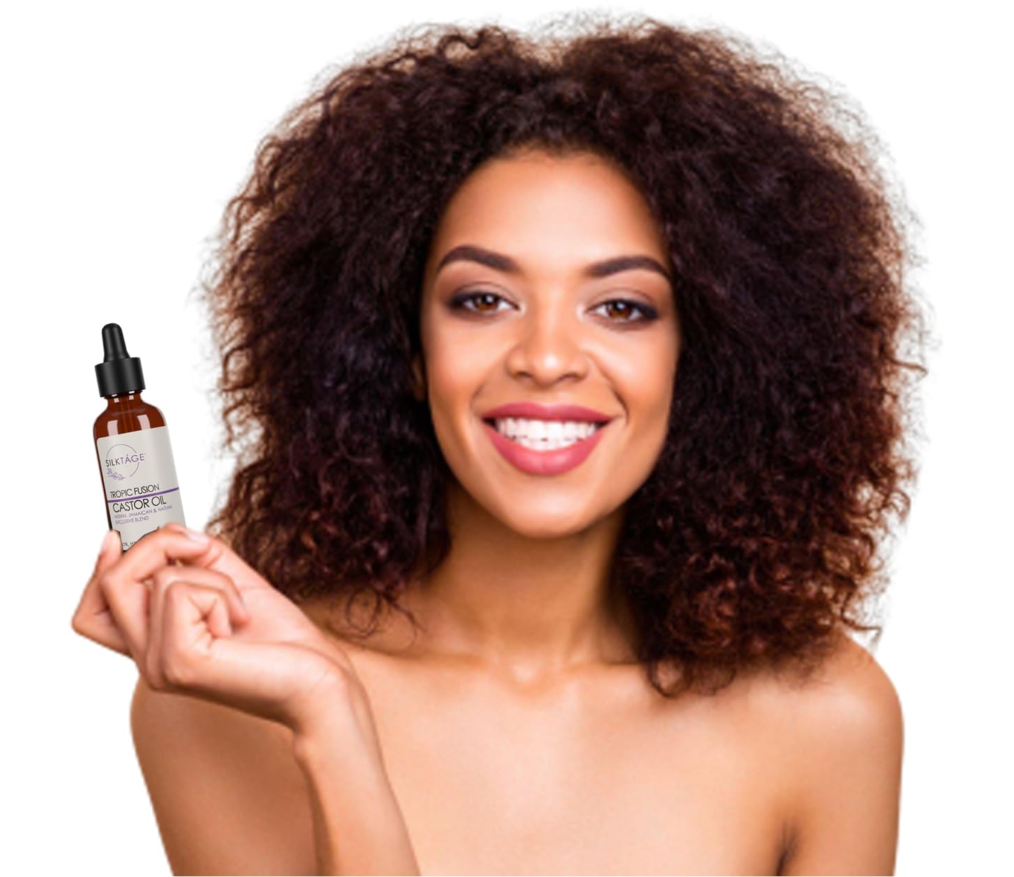 SILKTÁGE Tropic Fusion Castor Oil - Organic Indian, Jamaican, and Haitian Blend. Pure, Cold Pressed, Hexane Free, skin moisturizer, grow healthy hair & eyelashes 2.0 Fl Oz