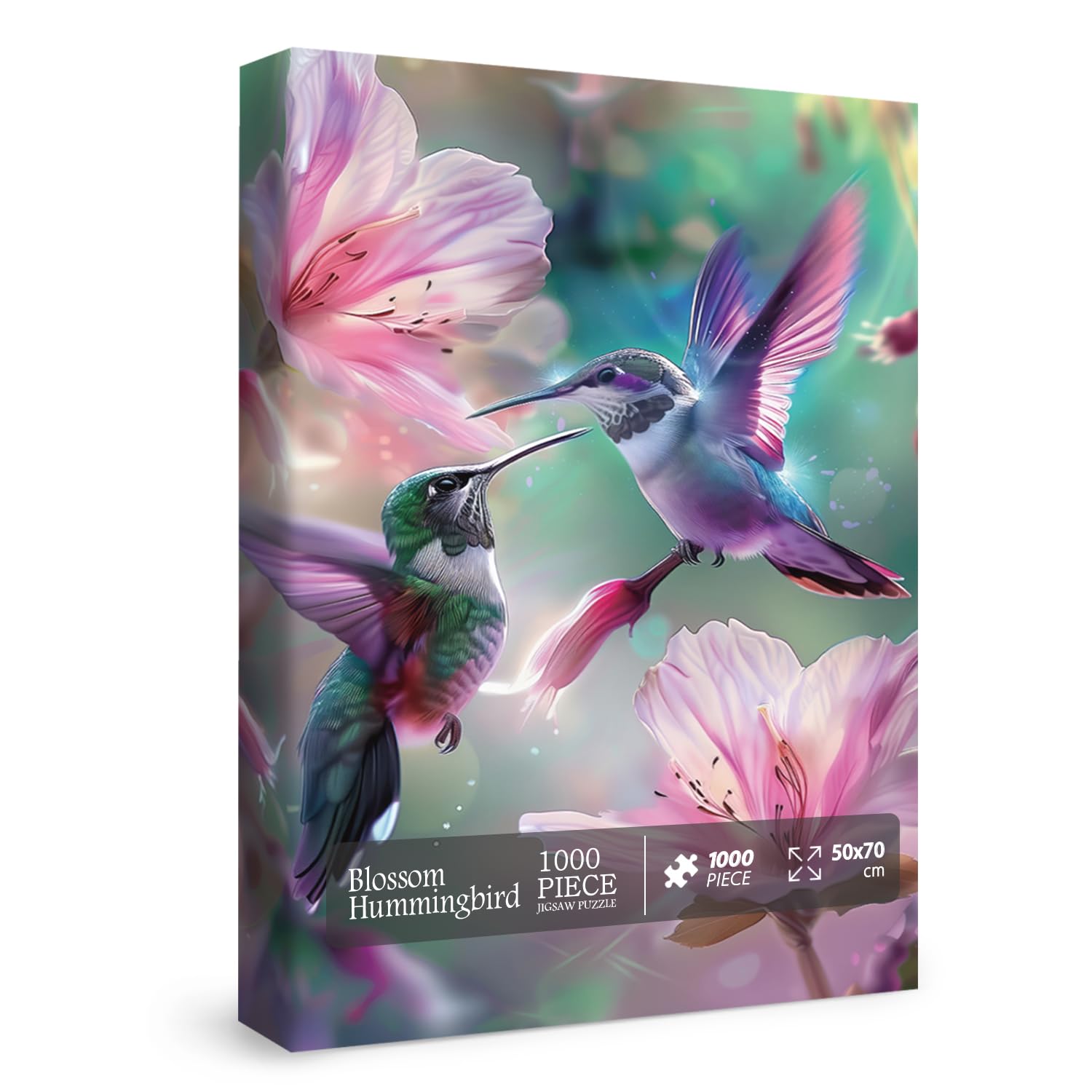 Hummingbird Flower Puzzles for Adults 1000 Pieces, Nature Bird Floral Jigsaw Puzzles, Animal Art Plant Puzzles