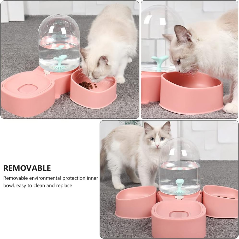 POPETPOP Detachable Pet Cat Dog Automatic Water Dispenser Bottle Double Bowls Capacity for Healthy Feeding and Drinking Spill Design for Cats and Dogs Three Bowls Pet Supplies Cherry