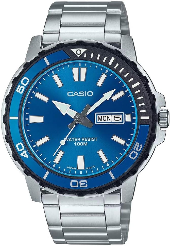 Casio Men Analog Quartz Watch MTD125D-2A1V, Grey-Navy, standart, Bracelet