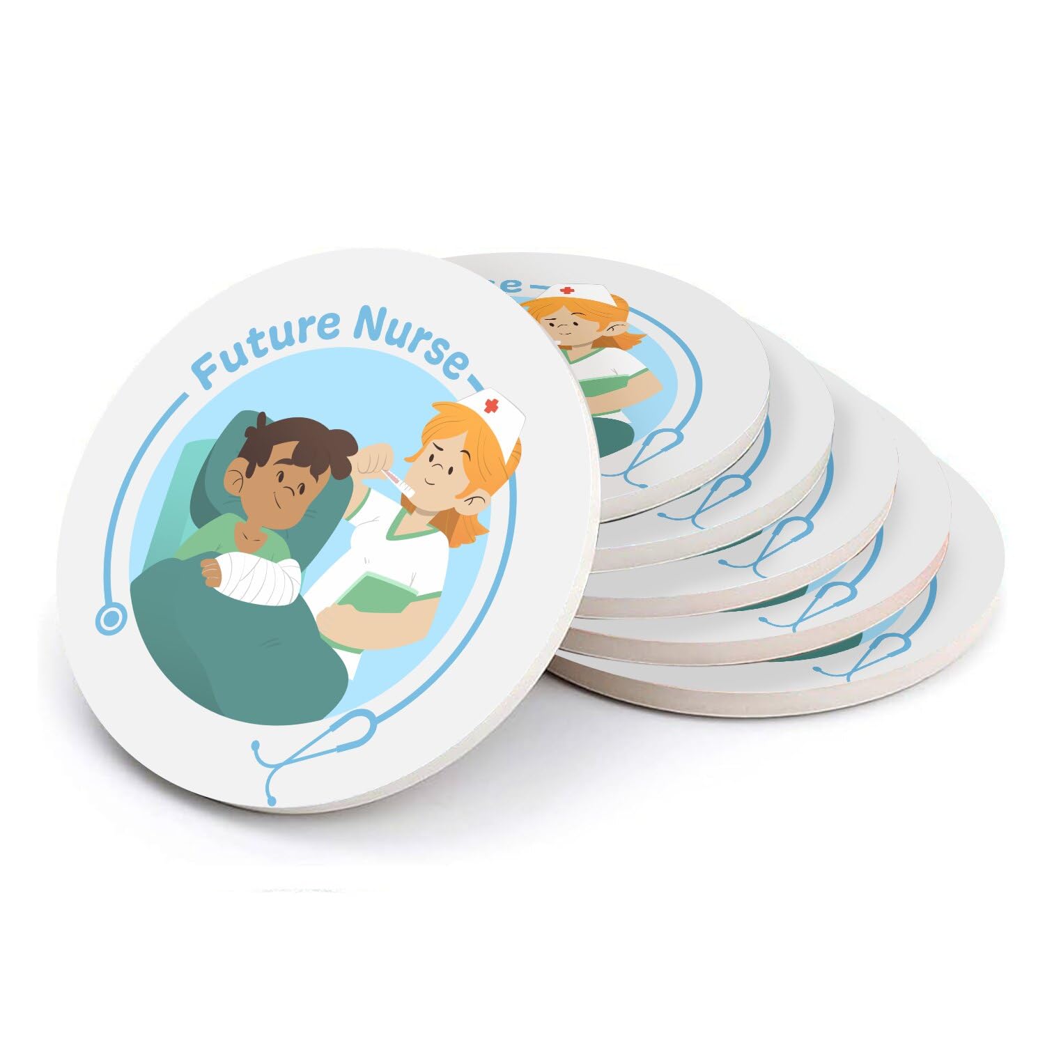Sous-verre ronds en céramique Future Nurse Job Lot de 6