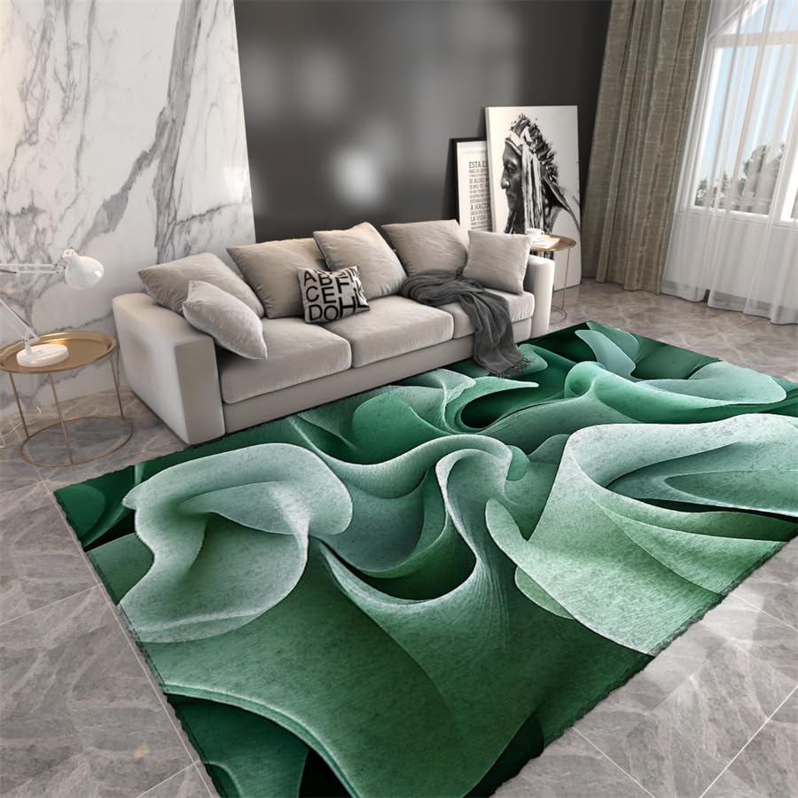 Teppich Wohnzimmer 160X230 Grün Teppich Groß,Flauschiger Weich Teppiche,Waschbar rutschfest Carpet, Teppich Schlafzimmer,Esszimmer Oder Kinderzimmer Deko