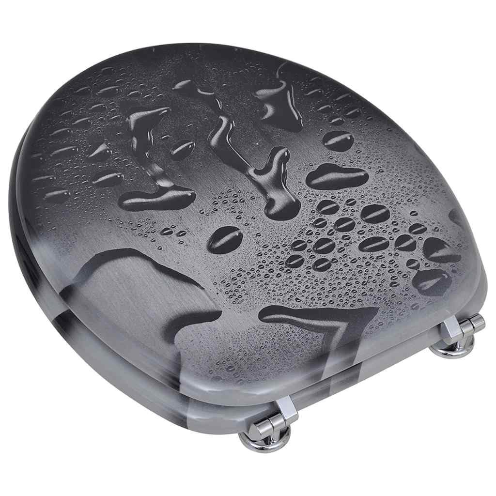 Sedile WC moderno in MDF con design robusto, cerniere regolabili in lega di zinco cromato (12-20 cm), adatto a tutti i WC comuni, superficie facile da pulire
