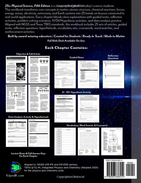 Image of 25x: Physical Science - High School - 25 Lessons Introducing & Reinforcing Important Physical Science Concepts: 25 Articles, 25 Reflection Question ... (25x High & Middle School Science Series)