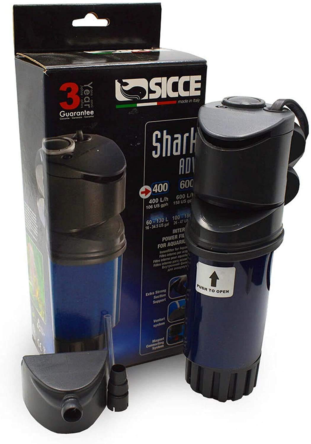 SICCE Shark ADV 400 Internal Filter, freshwater and saltwater application, for submerged use|106 GPH