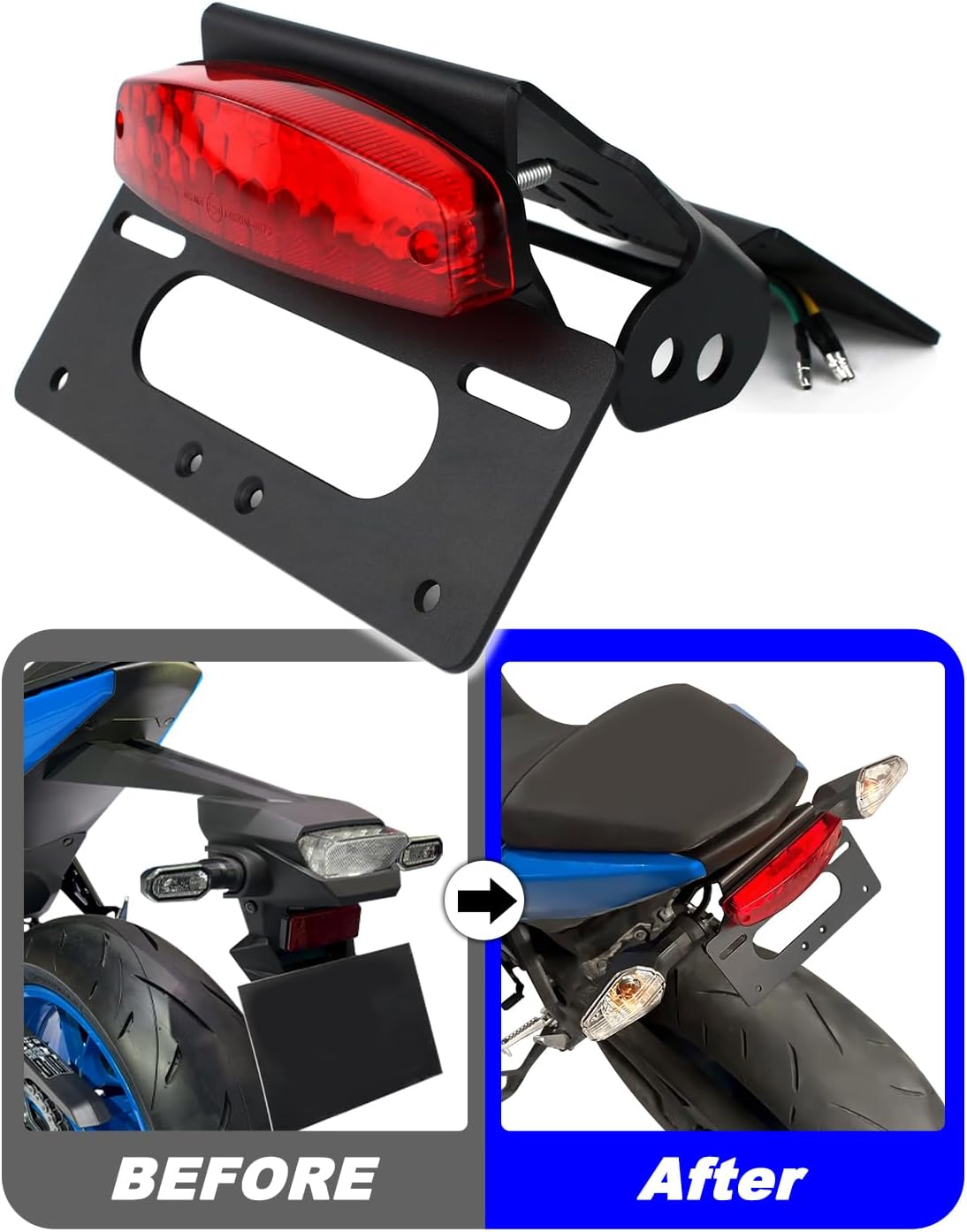 Fender Eliminator Kits Fit for GSX-8S 2023-2026, GSX-8R 2024-2026, GSX 8S GSX 8R Fender Eliminator Bracket Tail Tidy License Plate Mount Holder with Tail Light