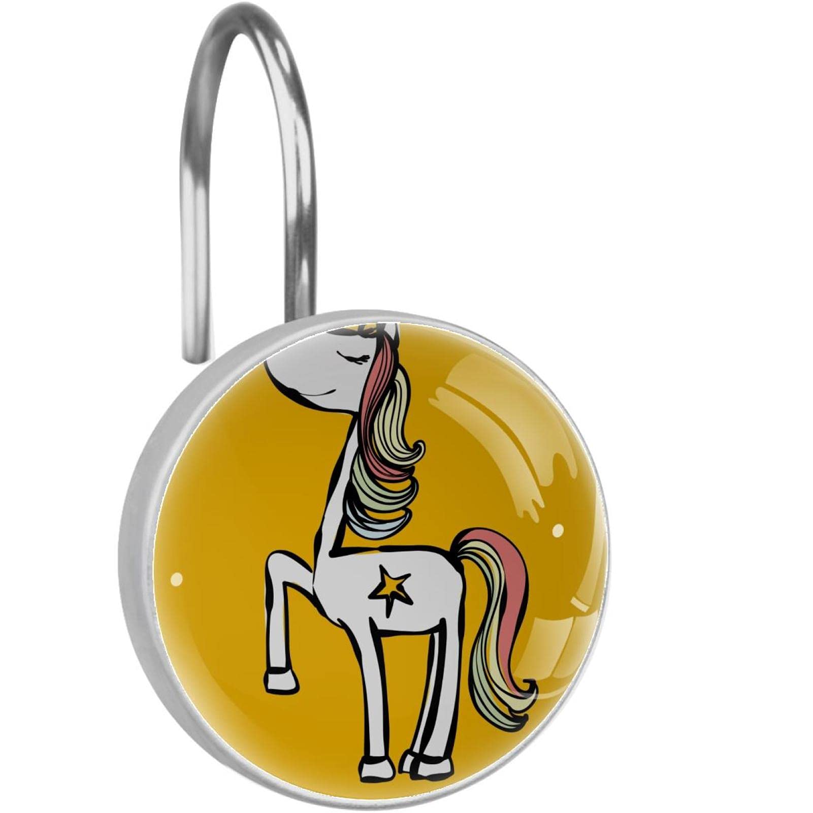 Crochets de rideau de douche licorne en acier inoxydable robuste et antirouille x12