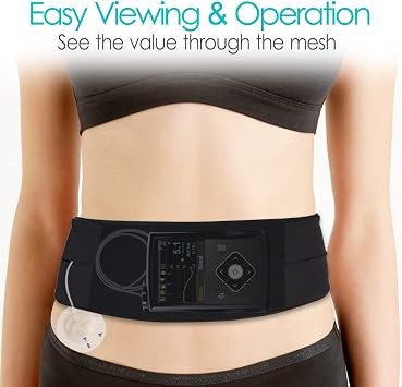 Insulin Pump Belt with Mesh Pouch for Easy Viewing Breathable Diabetic Pump Holder Adjustable Insulin Pump Waist Band Accessories Epipen Glucose Monitor Supplies Men Women Adult, Medium
