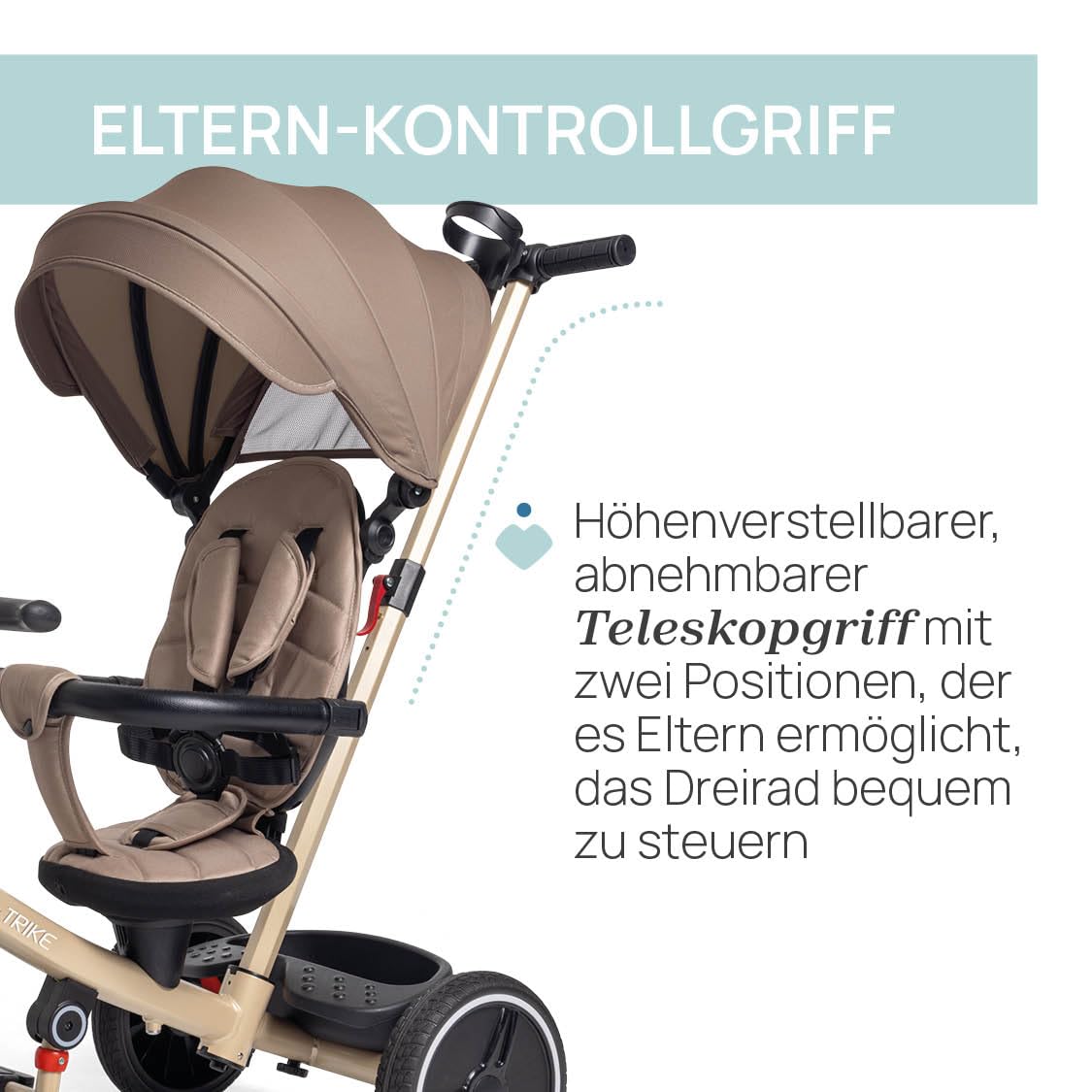 Chicco Spiel Dreirad 4in1, entwicklungsbegleitendes Dreirad von 6 Monaten bis 4 Jahren, abnehmbares Verdeck, Eva-Gummiräder, Teleskop-Schiebestange, leicht zusammenklappbar, Freilaufpedale
