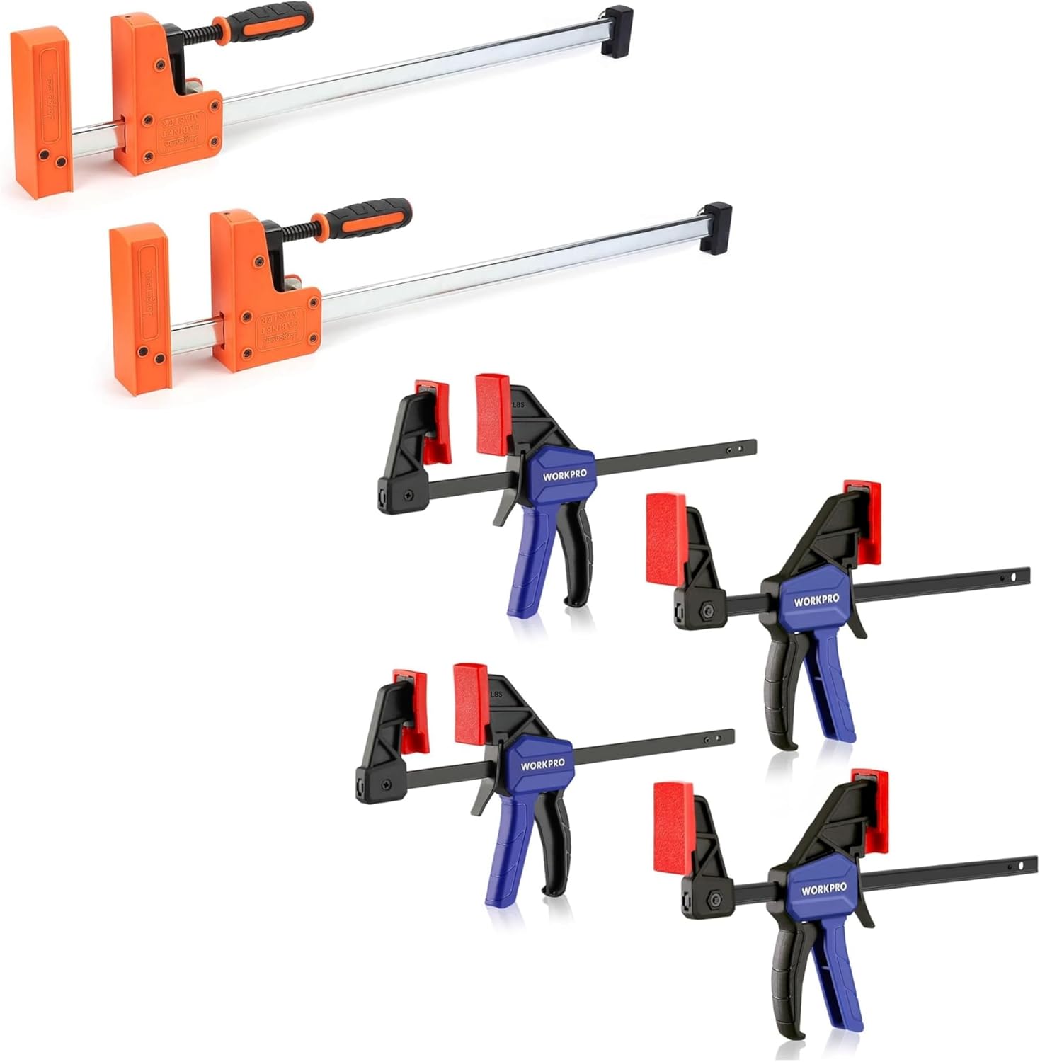 JORGENSEN 2-Pack 24-inch Bar Clamps and WORKPRO 4-Pack 6" Mini Bar Clamps