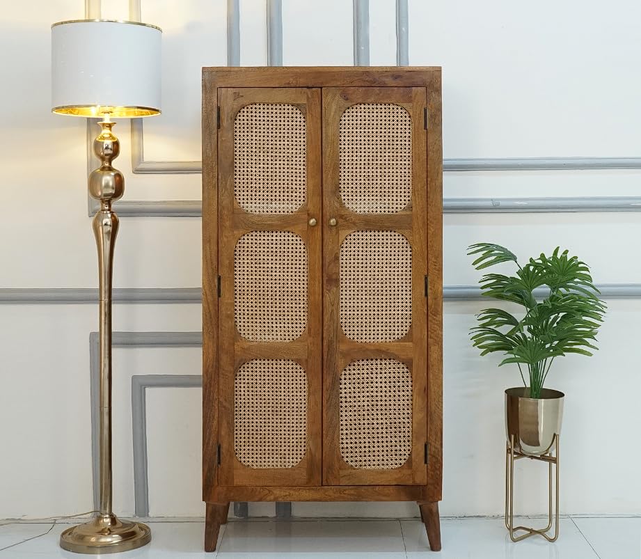 Image of Mango Wood 2 Door Wordrobe for Home, Bedroom, Hotels, Guest House (30x16x60 inch)