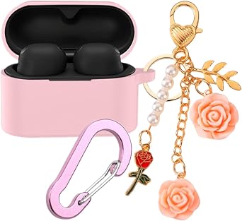 for Sony WF-1000XM6 Case Cover with Keychain, Cute Flower Soft Silicone Protective Skin for Sony WF1000XM6 Wireless Earbuds 2026 Model with Carabiner for Women Men Girl Pink