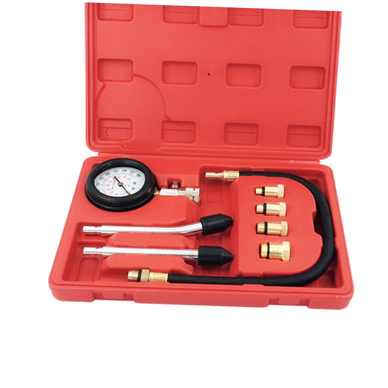 Compression Tester Multifunzione per Auto e Moto, Set 1 Pezzo | Metallo, Attacco Rapido, Valigetta Sagomata Cono in Gomma, Diagnostica in Garage per Motori a Benzina