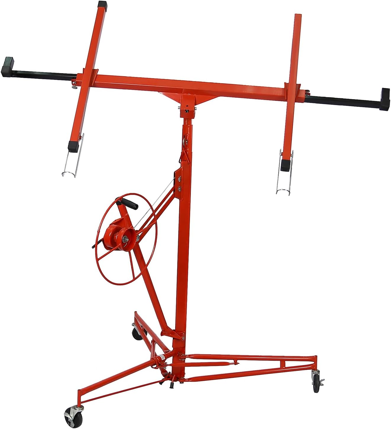 Drywall Lift Panel 11' Lift Drywall Panel Hoist Jack Lifter,Red + Iron