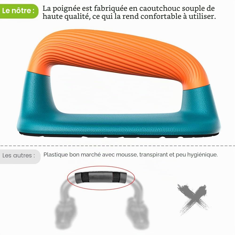 Dolibest Poignées de Pompes, Barres de Pression Pushup Support de Poignées pour équipement de Musculation du Haut du Corps au Sol de Gymnastique à Domicile Exercice de Fitness, 17x13x9cm