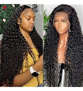 13X6 Deep Wave Lace Front Wigs Human Hair 28 Inch Lace Swiss for Women Human Hair 180% Density HD...
