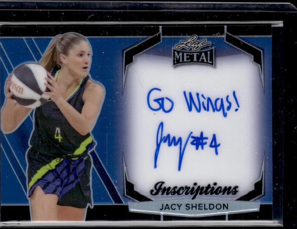 Jacy Sheldon 2024 Leaf Metal Autograph Blue Ink Inscriptions #1 "Go Wings #4" RC Rookie SP Auto 136/200 Dallas Wings NM+-MT+ Basketball