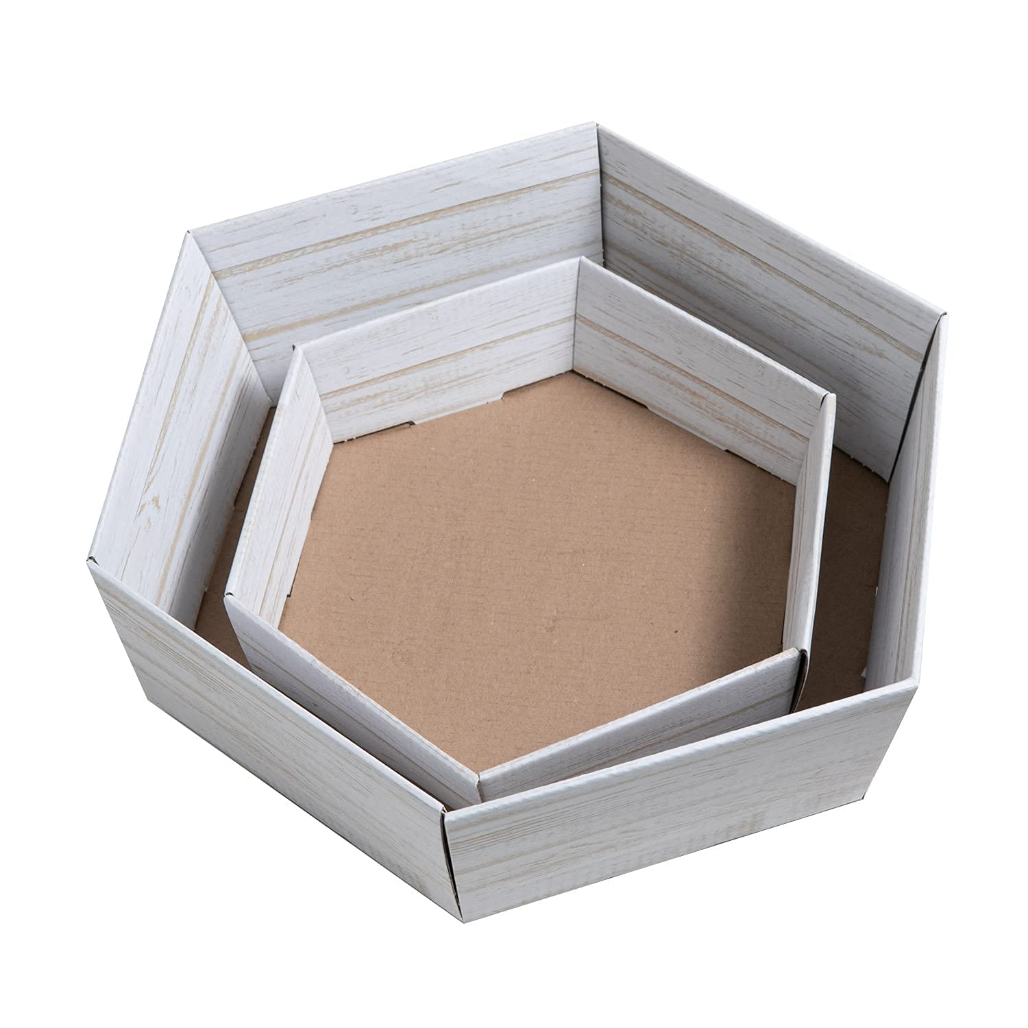 10 x PresentFill® Präsentkorb Shabby Chic ohne Inhalt - Geschenkkorb aus umweltfreundlichen 100% Recycling Karton - groß sechseckig - Made in Germany für Weihnachten - Ostern - Hochzeit - Geschenke