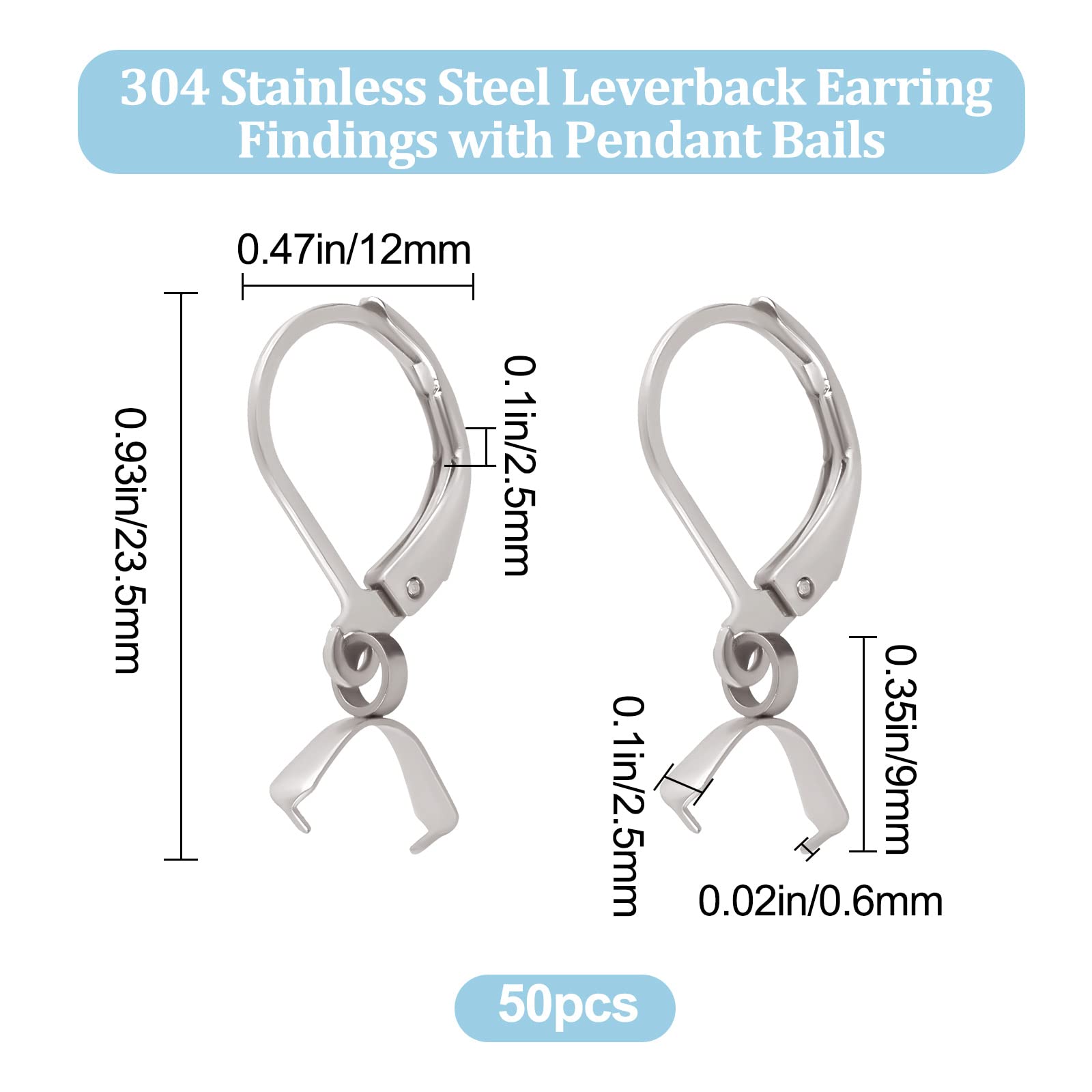 300 Crochets Pour Boucles D'oreilles Françaises En Acier Inoxydable 316 - Argenté - Avec écrous - Pour Fabrication Bijoux DIY