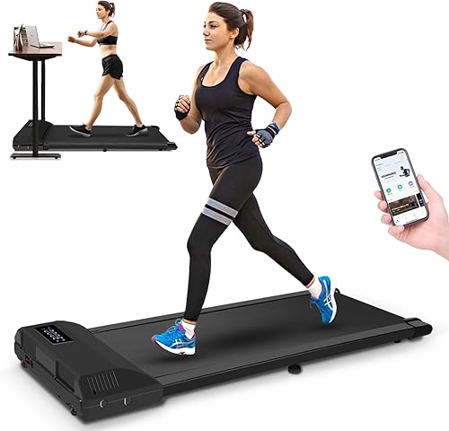 SATHER - Caminadora para caminar de 3.02.5 HP para debajo del escritorio, caminadora pequeña para oficina en casa con pantalla LED y Bluetooth,