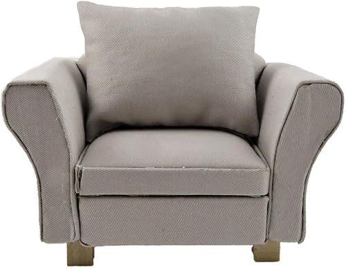 Miniatura 1 de Melody Jane Dolls Houses Casa de muñecas gris moderno sillón y cojín en miniatura muebles de sala de estar