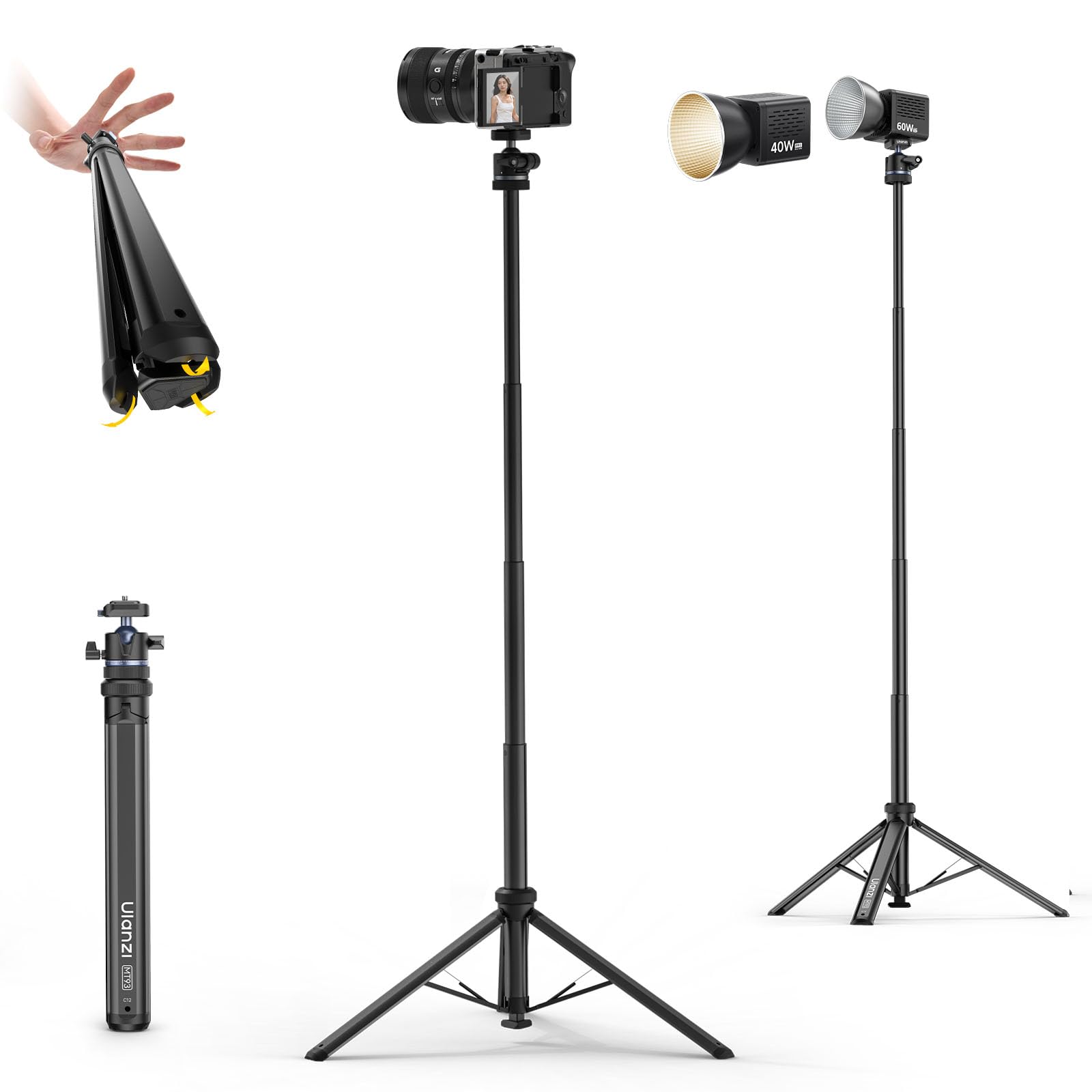 Amazon | Ulanzi MT93 三脚 カメラ三脚・ライトスタンド両用 自動展開