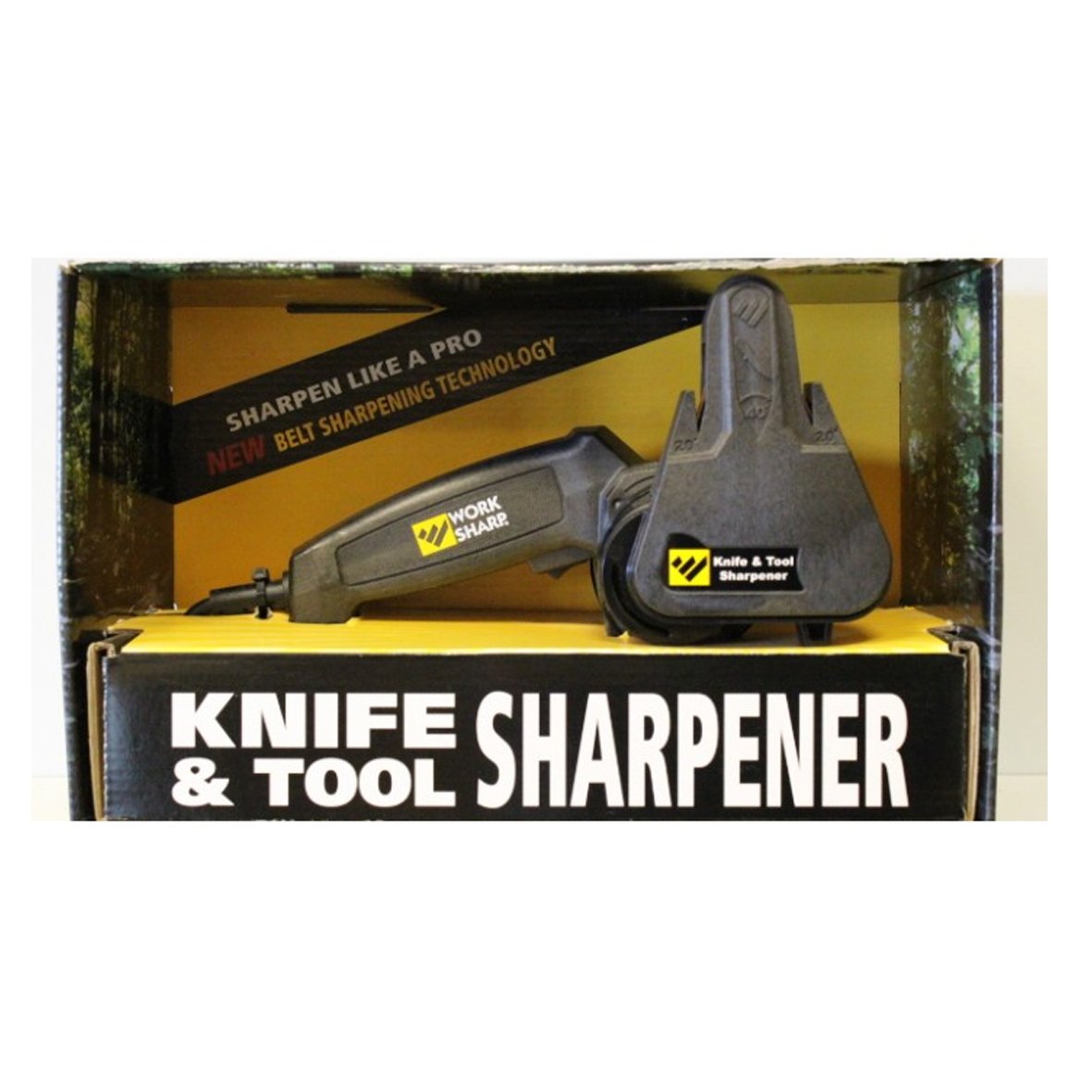 Close-up of a knife being sharpened on the Work Sharp WSKTS