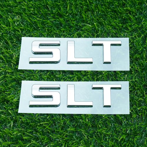 Image of Side Door Emblem 3D Letter Badge Nameplates Sticker Replacement for 1500 Truck SLT 2Pc (Chrome)