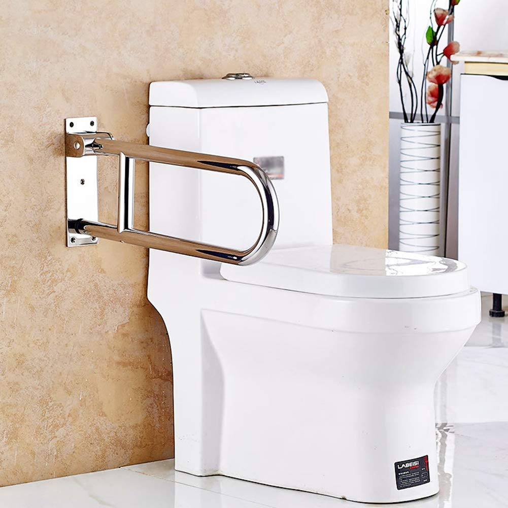 Asa de seguridad para baño abatible y atornillada, barra de apoyo de seguridad para minusvalidos, barra de agarre para inodoro, Mango ducha en forma de U para discapacitados (60 cm)
