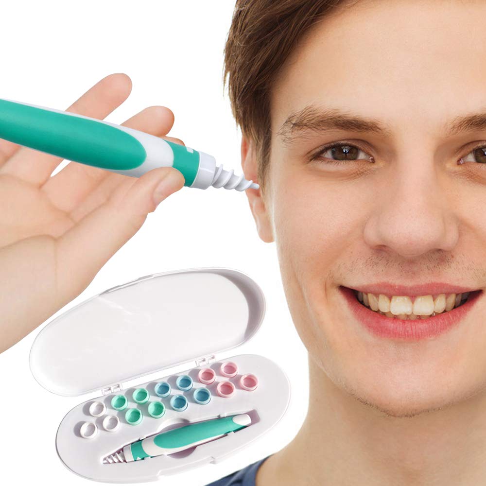Ear Wax Remover, Safe & Soft Spiral Ear Cleaner, 16 pcs Replacement Silicone Washable Heads, Ear Wax Removal Tool Set, Potable Professional Package Thoughtful Gift Set