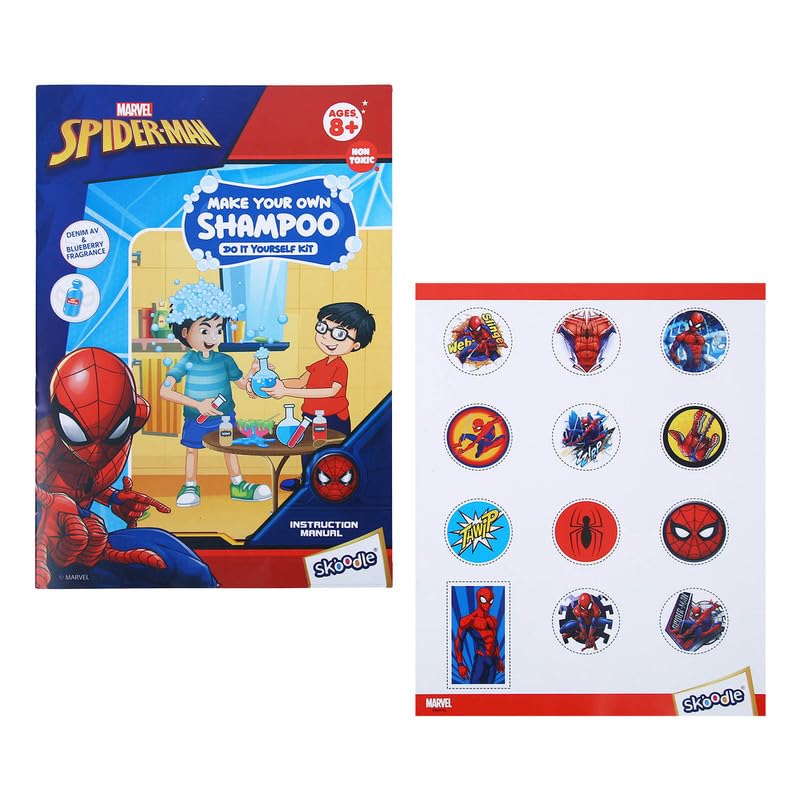 Image of Skoodle Spiderman - Make Your Own Fresh Shampoo, Educational DIY Activity Toy Kit for Ages 8+, Creative Learning Games for Growing Children