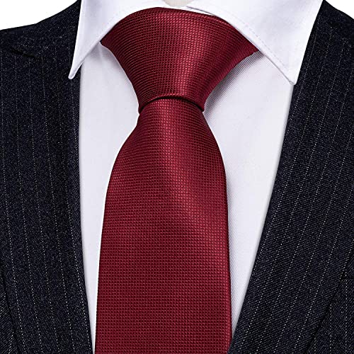 Image of Barry.Wang Plain Men Silk Ties Extra Long Satin Necktie for Wedding Business Handkerchief Cufflinks Set Solid Colors