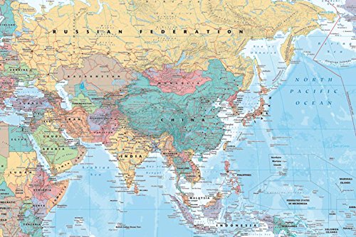 Middle East and Asia map Poster 36 x 24in