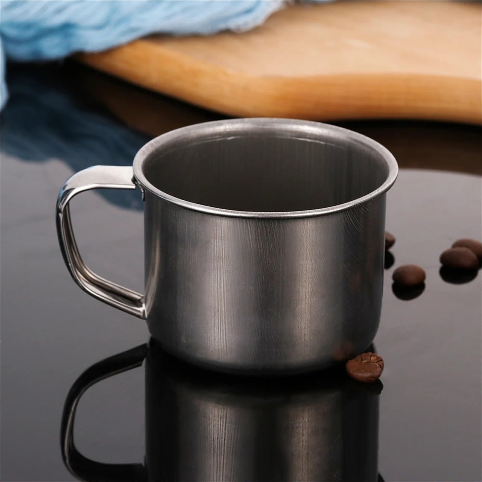 Taza de acero inoxidable portátil for viajes al aire libre, tazón taza café, té, Camping, Mini Metal, cocina, leche, 4 Uds., 200ml Para café y bebidas