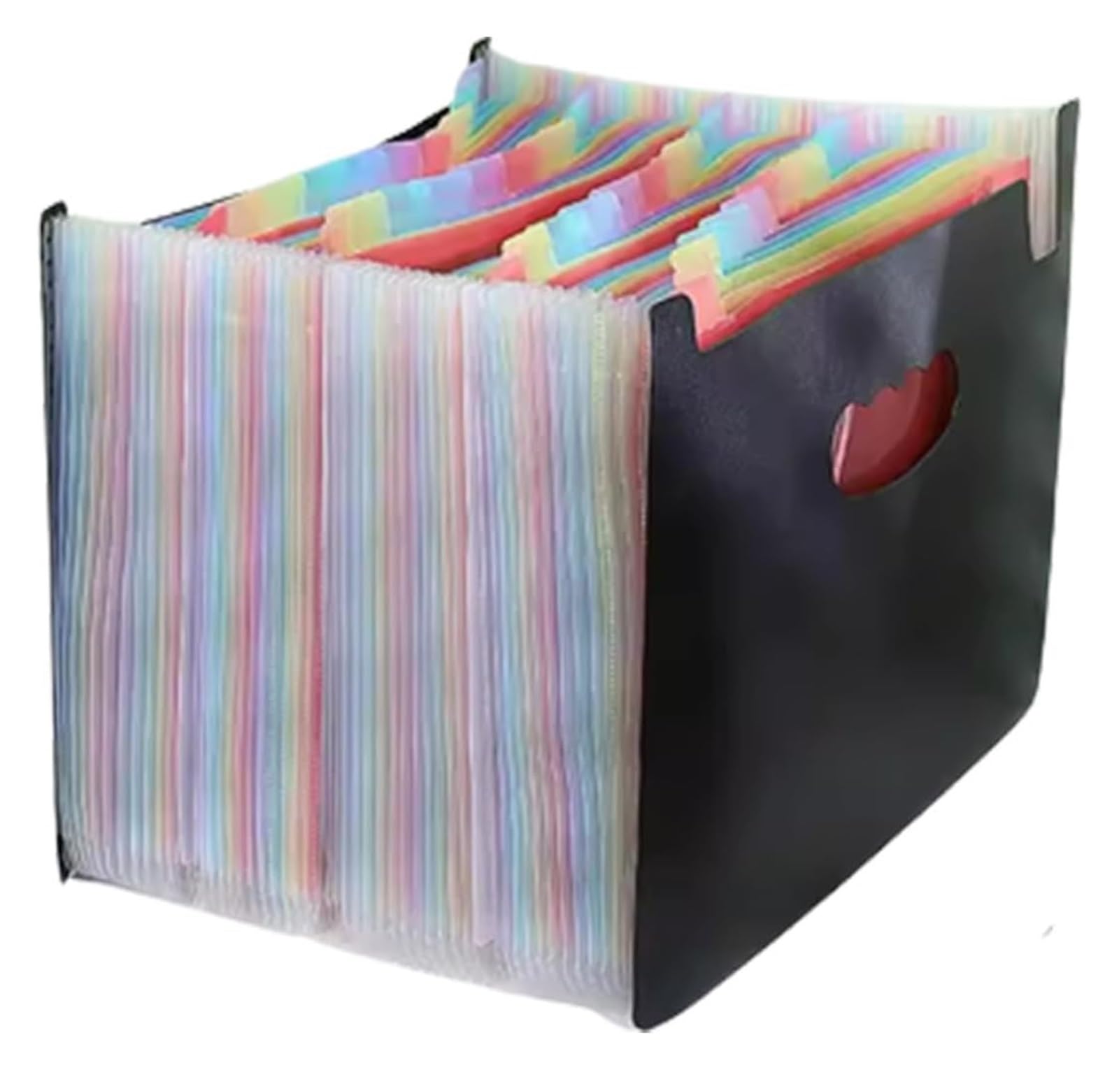 Organizador de archivos tipo acordeón de plástico, Organizador carpetas de archivos en forma acordeón expandible con asa for almacenamiento papel A4, 48 bolsillos